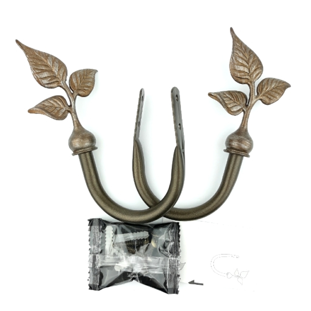 Woolrich Decorative Drapery Holdbacks Leaf Brushed Bronze Set of 2